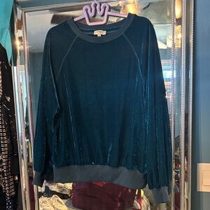 Umgee Deep Teal Velvet pullover